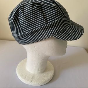COPY - Vintage Train Conductor Hat Stripped Denim Size S 22in